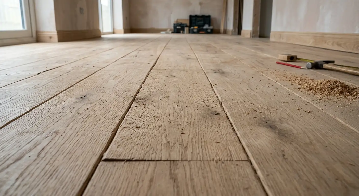 Parquet en bois brut avant traitement