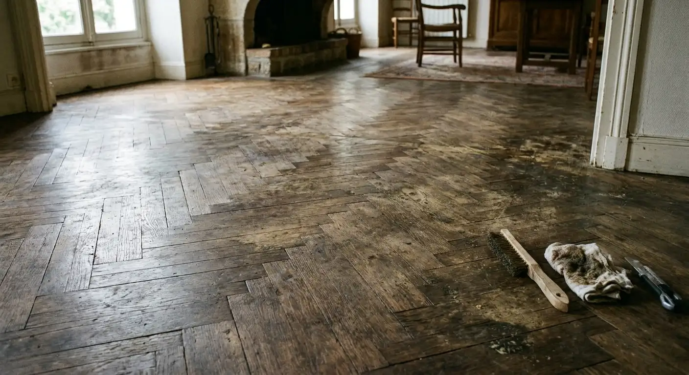Parquet nécessitant un décirage avant changement de finition